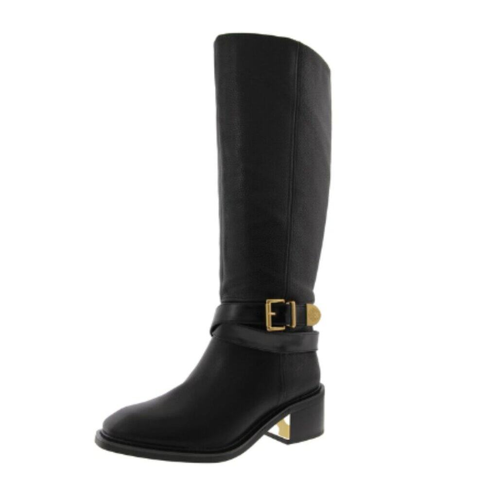 Vince Camuto Gini Knee High Boots Black Leather - Size 8 Wide Calf